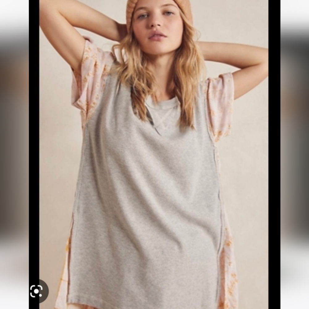 NWOT Free People Intimately pink/gray plaid mini shirt dress
